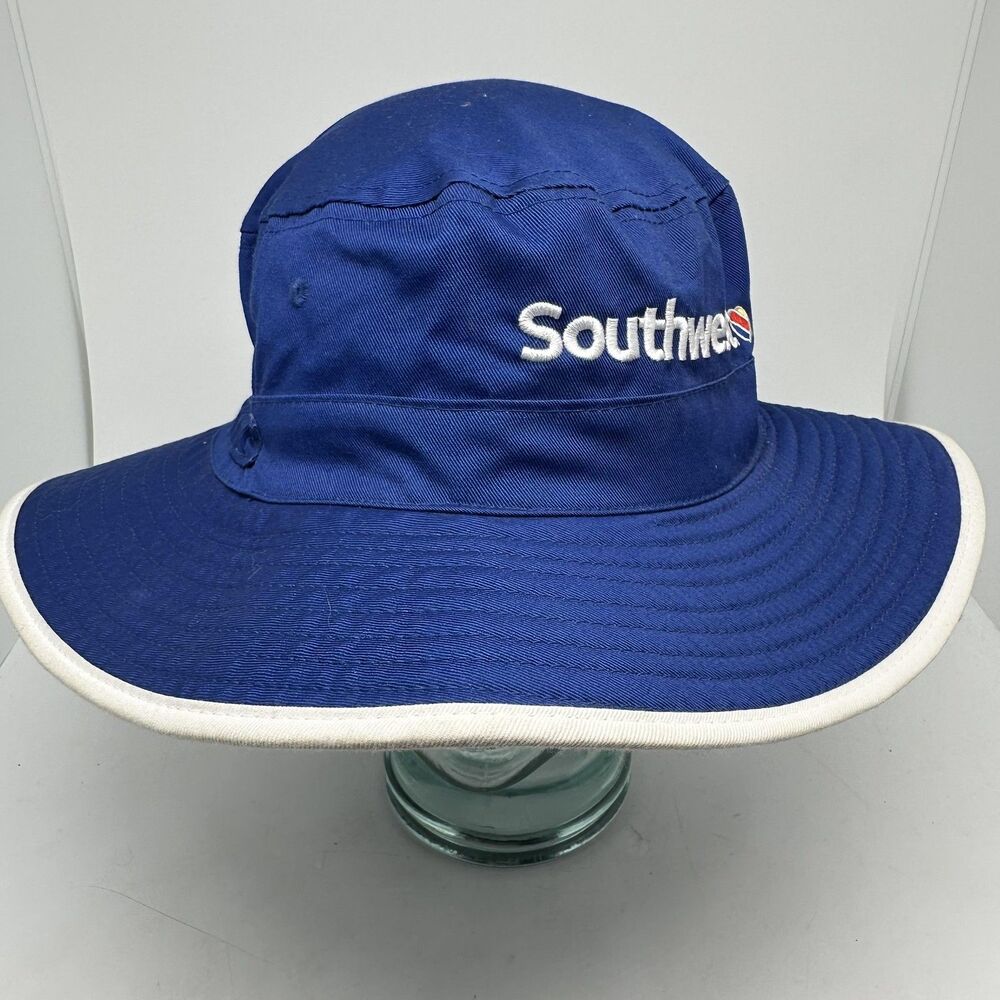 Southwest Hat Boonie Strap Back Mens Blue Wide Brim Sun Bucket Fishing